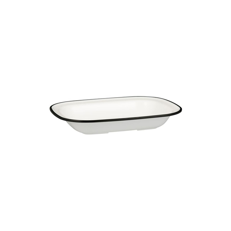 Rectangular Dish, 230 x 176 x 45mm, Melamine - White & Black: Pack of 12