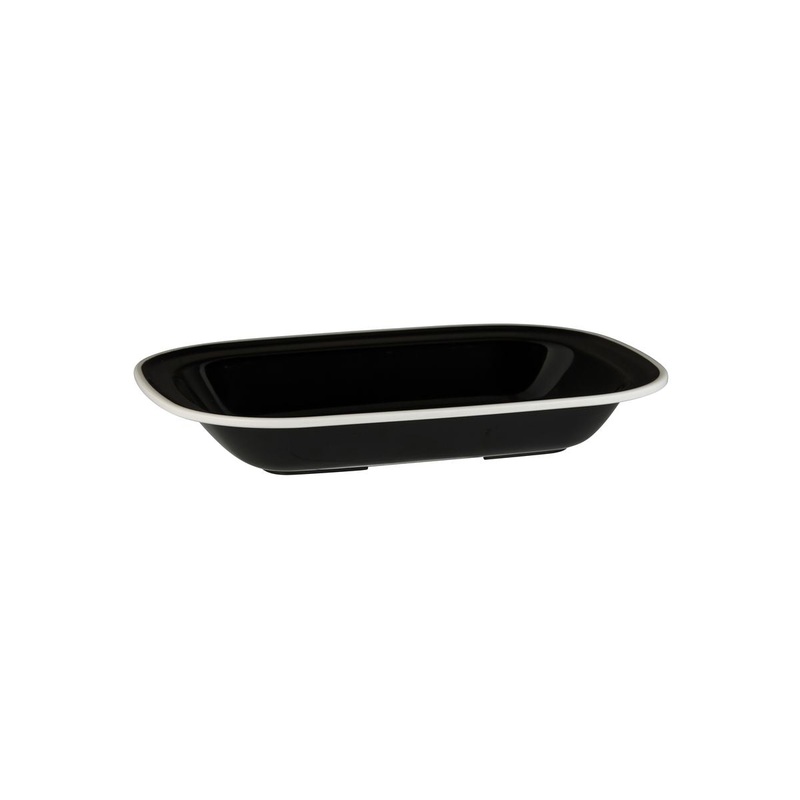 Rectangular Dish, 270 x 200 x 42mm, Melamine - Black & White: Pack of 12