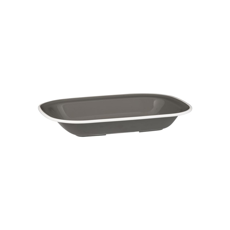 Rectangular Dish, 270 x 200 x 42mm, Melamine - Grey & White: Pack of 12
