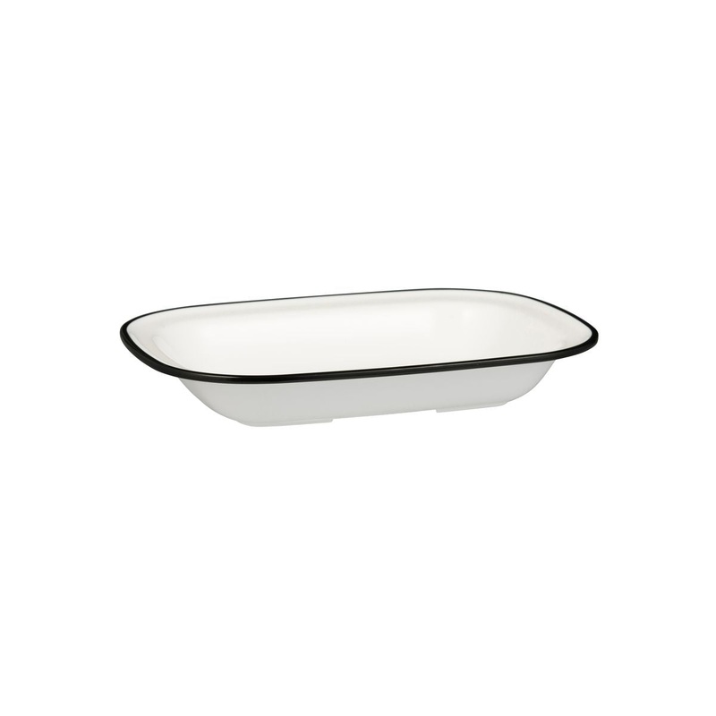 Rectangular Dish, 270 x 200 x 42mm, Melamine - White & Black: Pack of 12