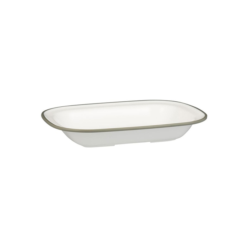 Rectangular Dish, 270 x 200 x 42mm, Melamine - White & Grey: Pack of 12