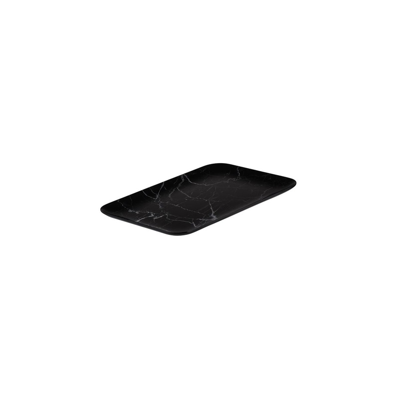 Rectangular Platter, 330 x 230mm, Coupe, Melamine - Black Marble: Pack of 6