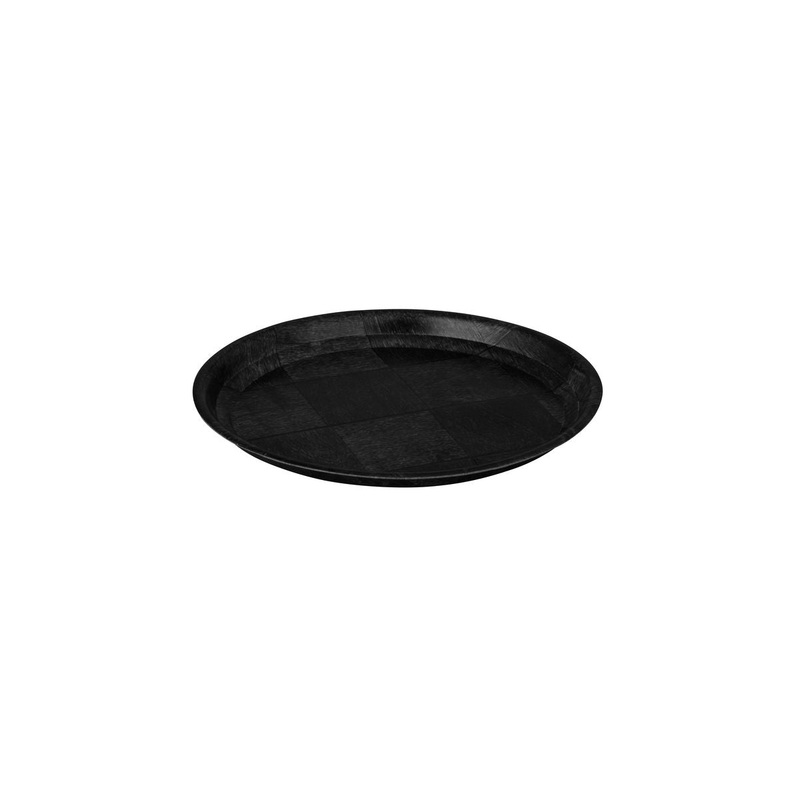 Round Tray, 200mm - Black Woven Wood: Pack of 12