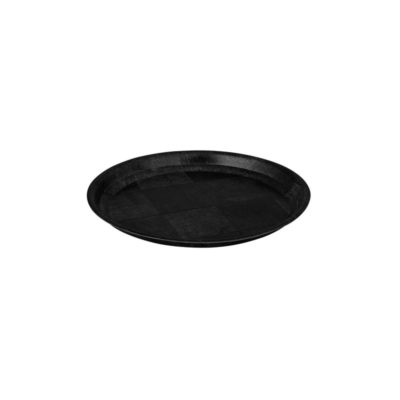 Round Tray, 250mm - Black Woven Wood: Pack of 12