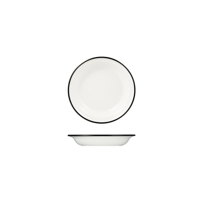 Soup - Pasta Plate, 200mm, Melamine - White & Black: Pack of 12