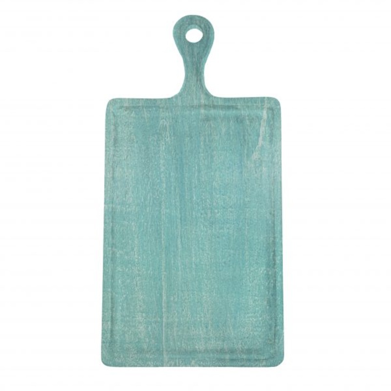 Rectangle Serving Board With Handle - 260x360x180mm, Mangowood, Aqua: Pack of 1