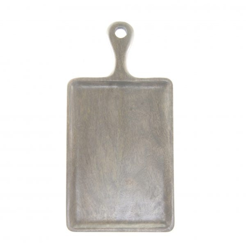 Rectangle Serving Board With Handle - 360x180mm, Mangowood, Grey: Pack of 1