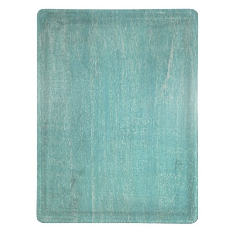 Rectangle Serving Board With Handle - 360x180x15mm, Mangowood, Aqua: Pack of 1
