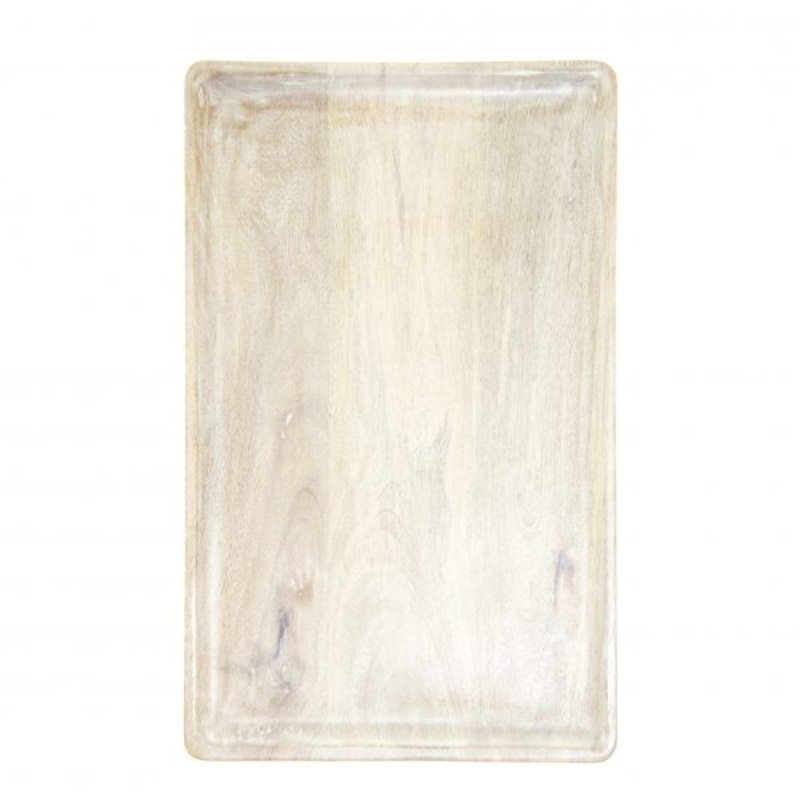 Rectangle Serving Board With Handle - 360x180x15mm, Mangowood, White: Pack of 1