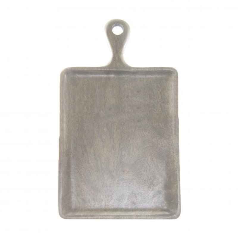 Rectangle Serving Board With Handle - 400x200mm, Mangowood, Grey: Pack of 1