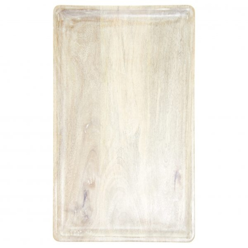 Rectangle Serving Board With Handle - 430x250x15mm, Mangowood, White: Pack of 1