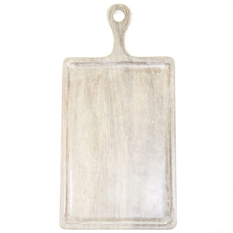 Rectangle Serving Board With Handle - 520x700x440mm, Mangowood, White: Pack of 1