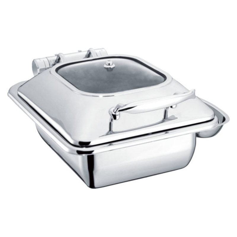 Rectangular Deluxe Chafer With Glass Lid, Stainless Steel, 1-2 Size: Pack of 1
