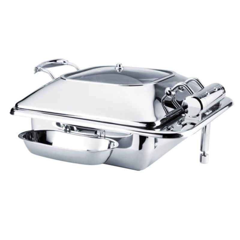 Rectangular Deluxe Chafer With Glass Lid, Stainless Steel, 2-3 Size: Pack of 1