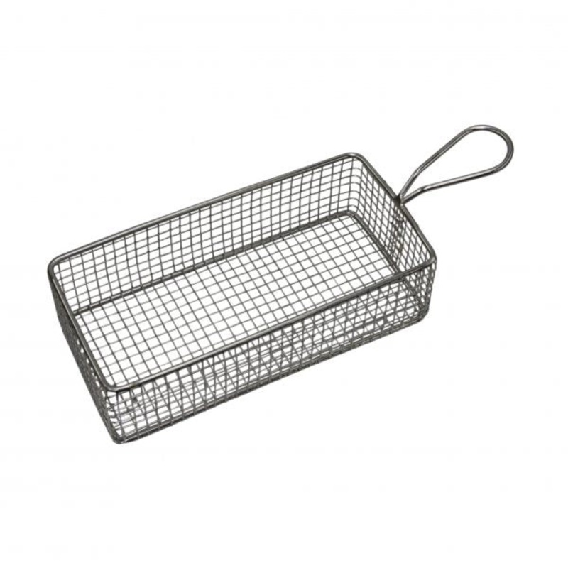 Rectangular Serving Basket - 220x100x60mm, With Long Handle: Pack of 6