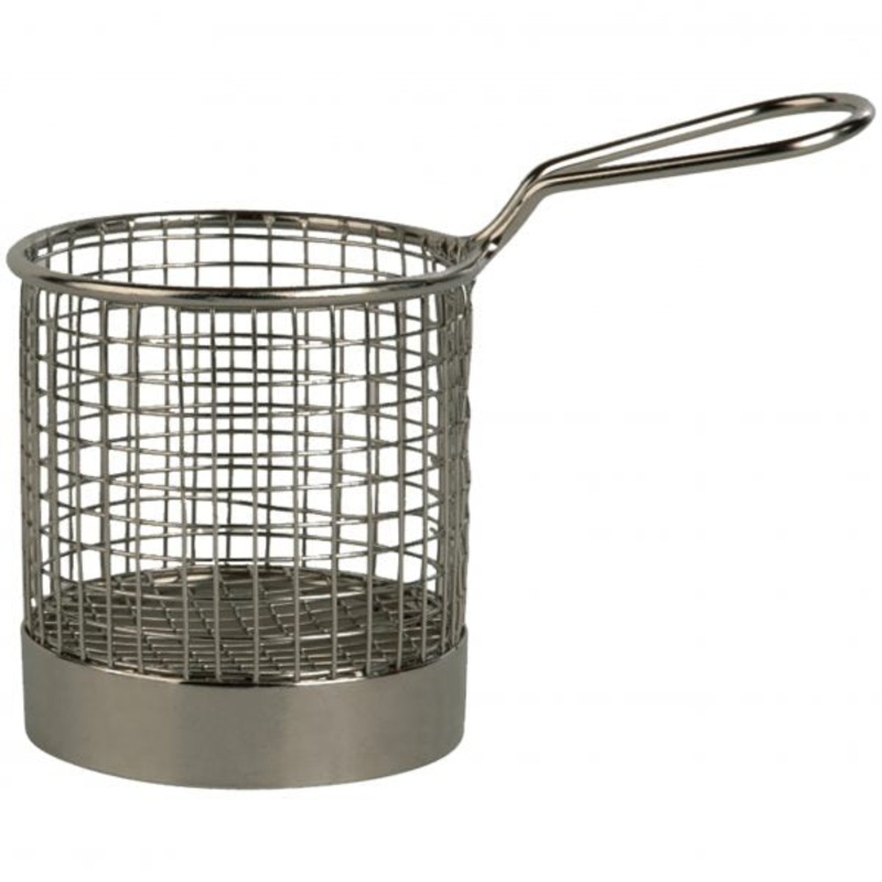 Round Serving Basket - 90mm, With Handle: Pack of 6