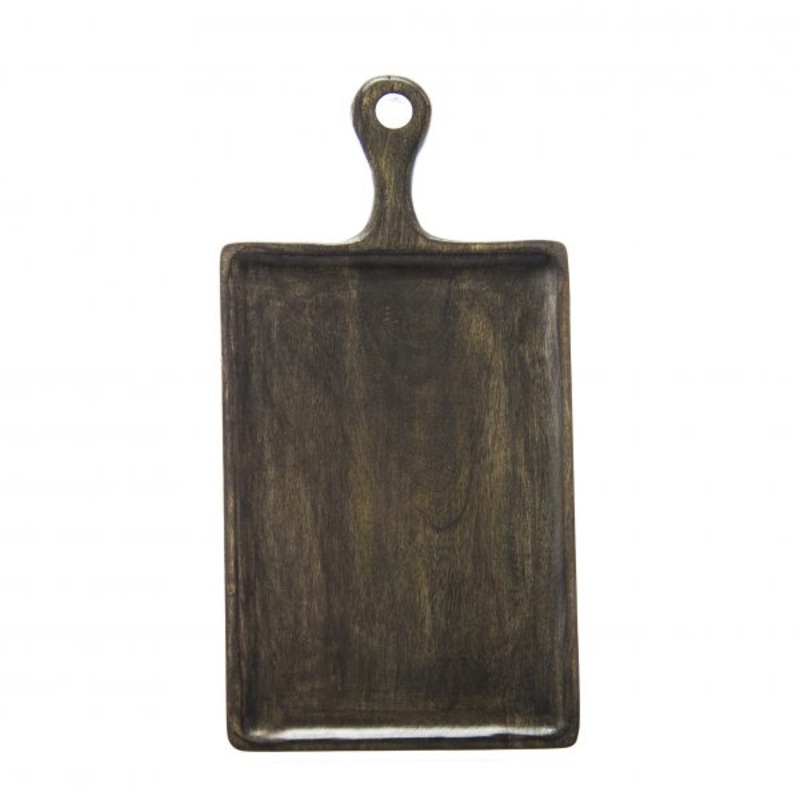 Serving Board With Handle - 260x360x180mm, Mangowood, Dark: Pack of 1