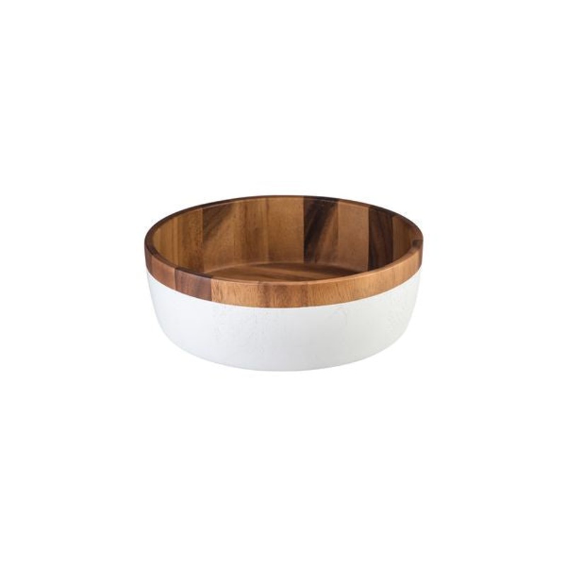 Acacia Round Bowl - White Base, 300X100Mm: Pack of 6