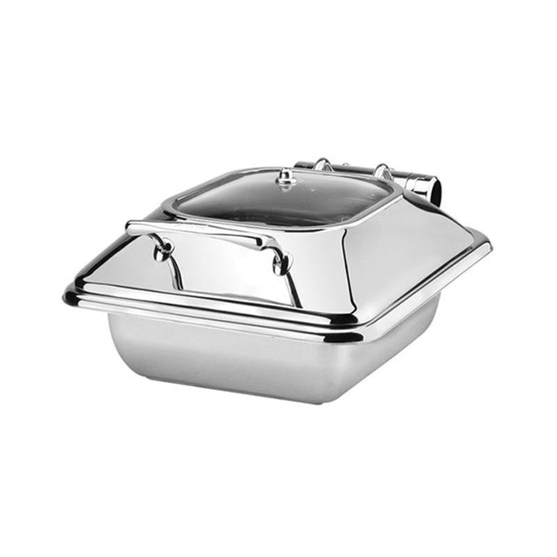 Induction Chafer - Stainless Steel, Rectangular, 2-3 Size, Princess, Glass and Stainless Steel Lid