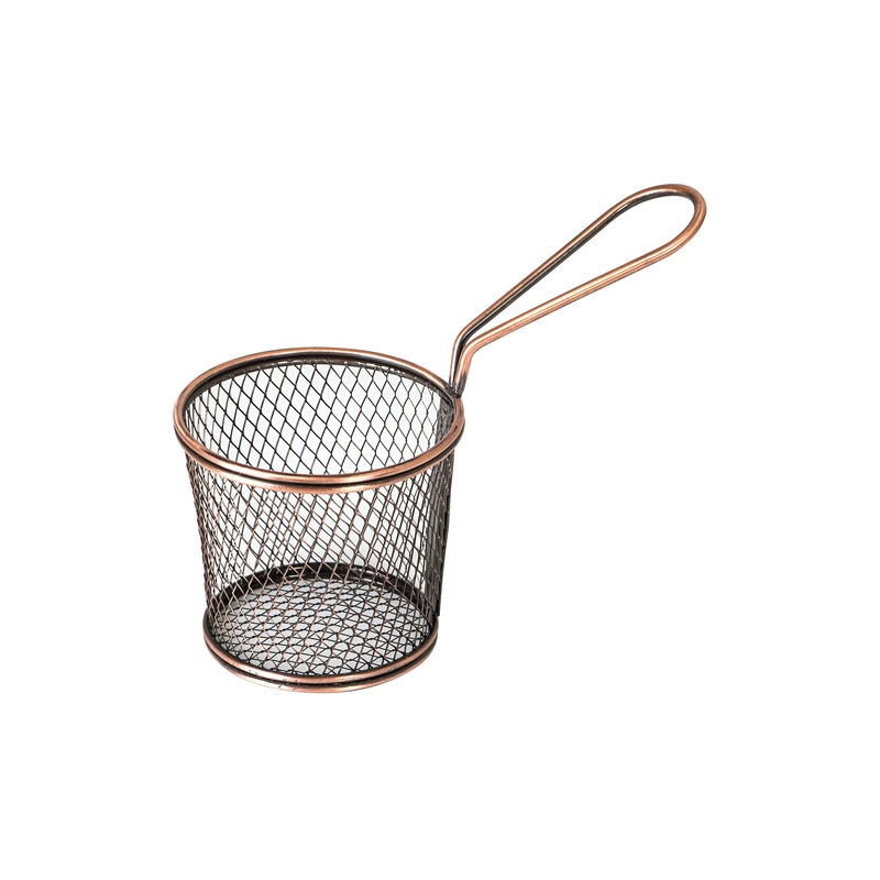 SERVICE BASKET-ROUND, 80x90mm, ANTIQUE COPPER: Pack of 6