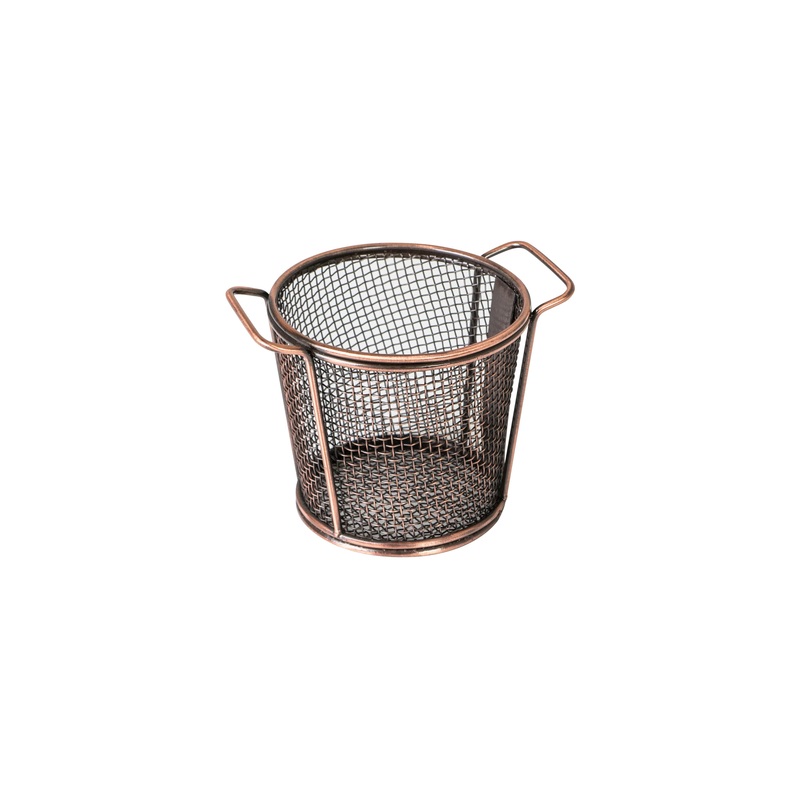 SERVICE BASKET-ROUND, 80x90mm, ANTIQUE COPPER, W/2 HDLS: Pack of 6