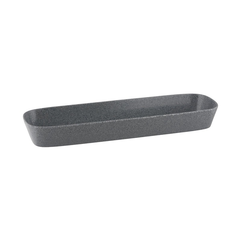 Stone 1/2 Size Rectangular Dish - 530x162mm, 65mm, 3750ml, Grey: Pack of 3