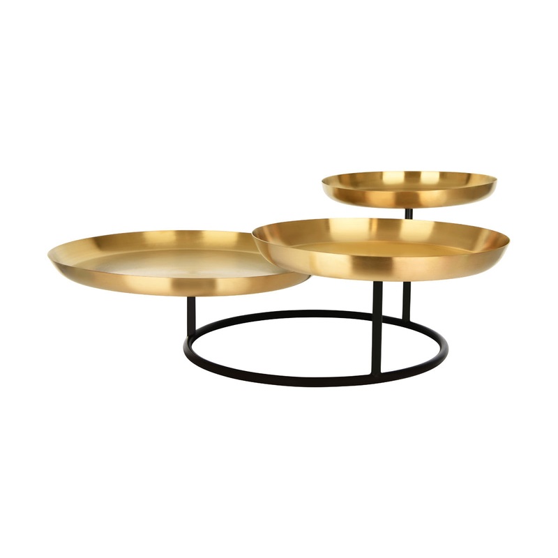 3-Tier Plate Seafood Stand Brass  / Iron 600X575X225mm