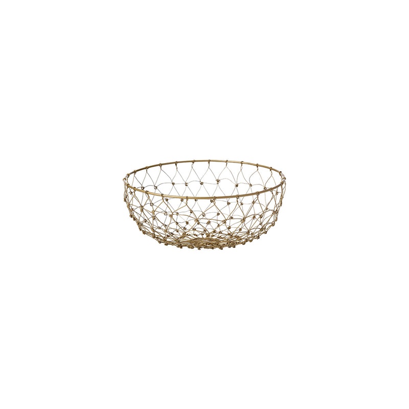 Coney Island Patina Fishing Net Wire Round Basket 230x100mm Gold