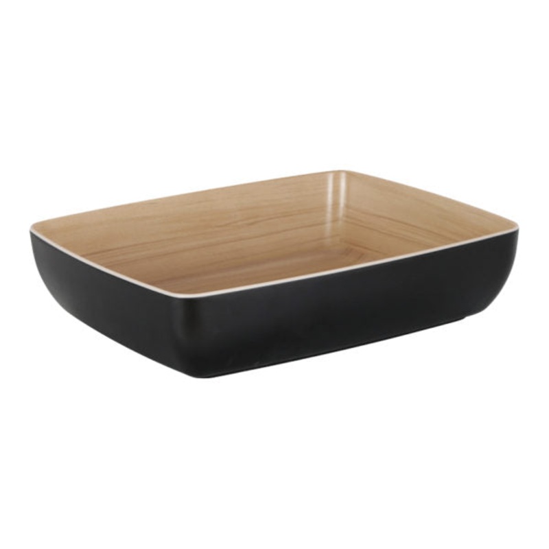 Echo Rectangular Bowl - 325x265x75mm, Black-Birch: Pack of 1