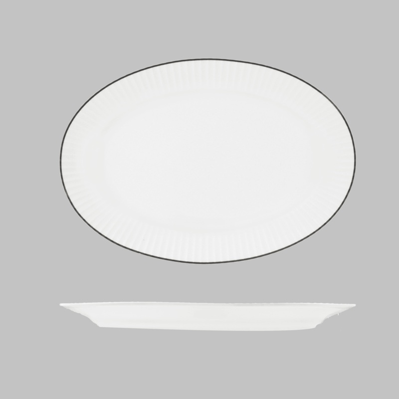 Oval Plate Wide Rim 380 x 265mm: Pack of 6