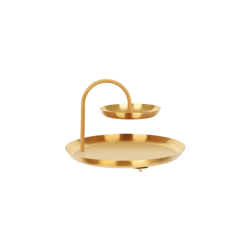 Round 2-Tier Seafood Stand Brass / Iron 360X360X240mm