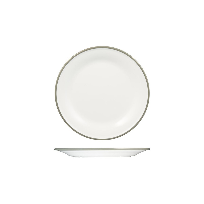 Round Plate, 220mm, Melamine - White & Grey: Pack of 12