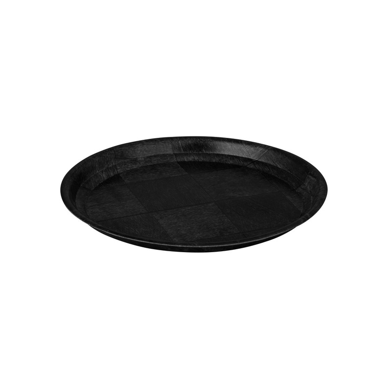 Round Tray, 300mm - Black Woven Wood: Pack of 12