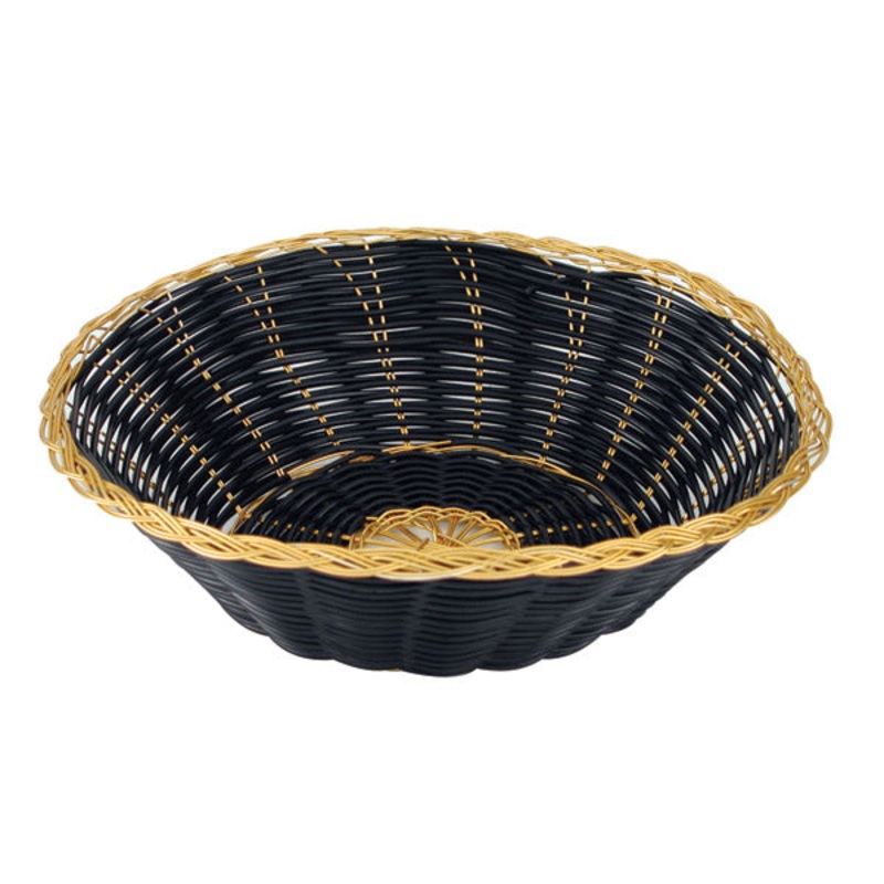 Bread Basket - Pp, Round, Black & Gold, 200mm: Pack of 1