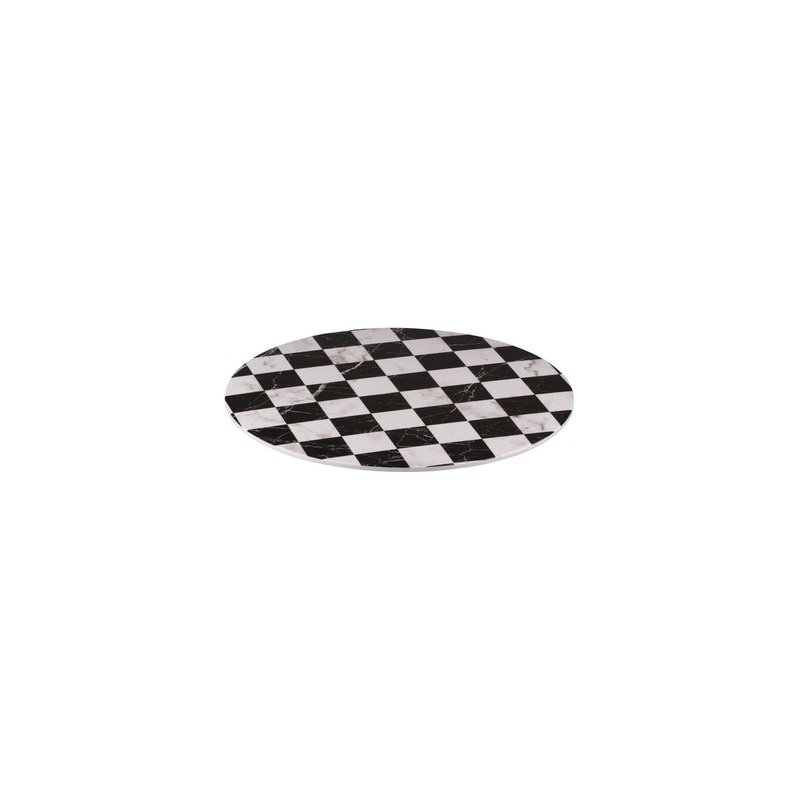 Flat Round Platter, 330mm, Melamine - Checkered: Pack of 3
