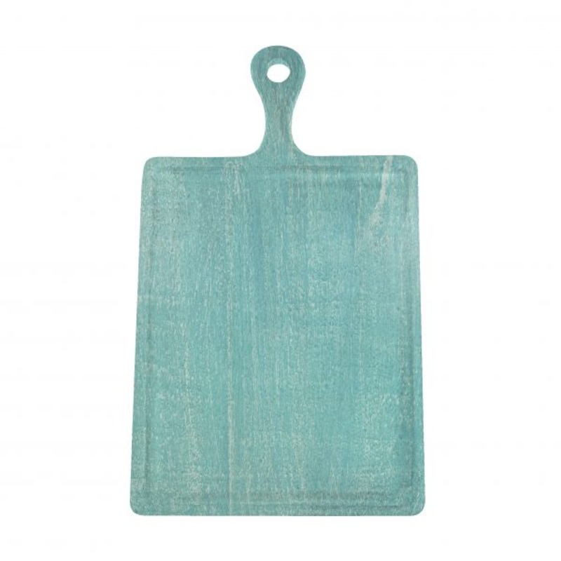 Rectangle Serving Board With Handle - 430X220mm, Mangowood, Aqua: Pack of 1