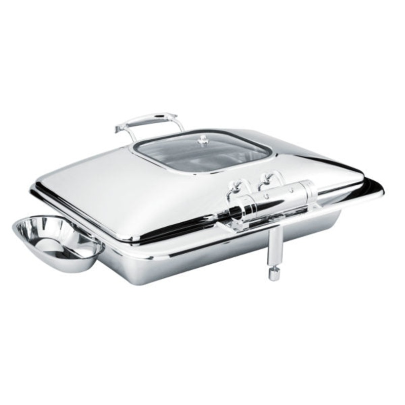 Rectangular Deluxe Chafer With Glass Lid, Stainless Steel, 1-1 Size: Pack of 1