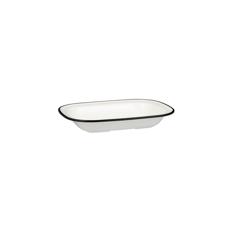 Rectangular Dish, 200 x 145 x 45mm, Melamine - White & Black: Pack of 12