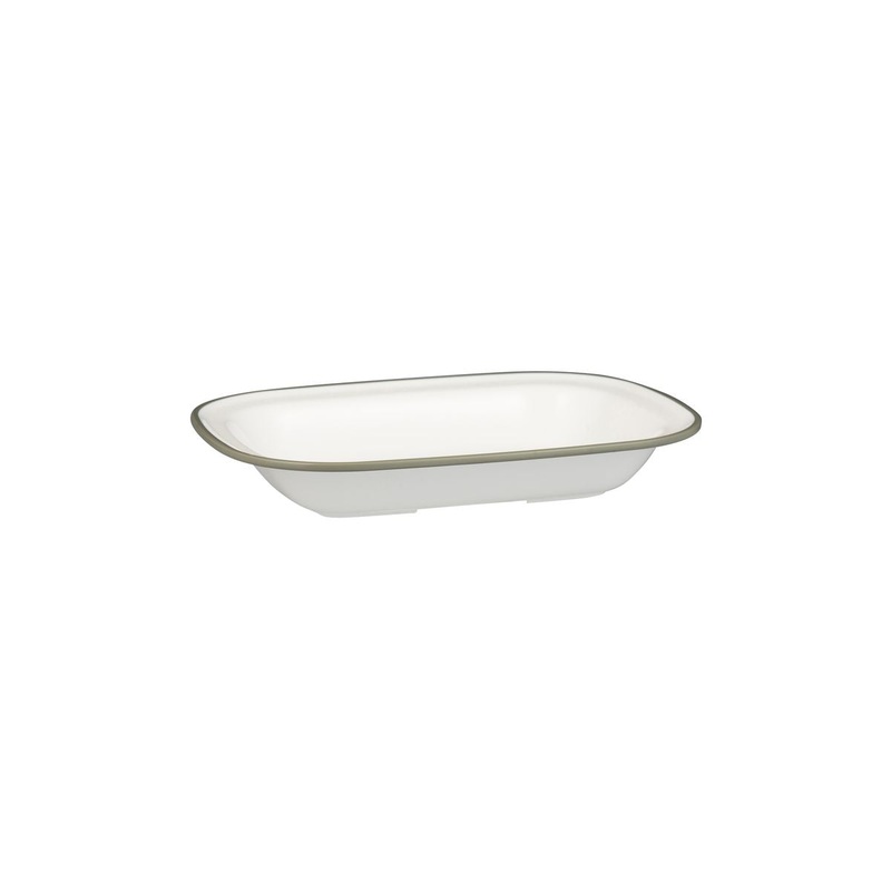 Rectangular Dish, 230 x 176 x 45mm, Melamine - White & Grey: Pack of 12
