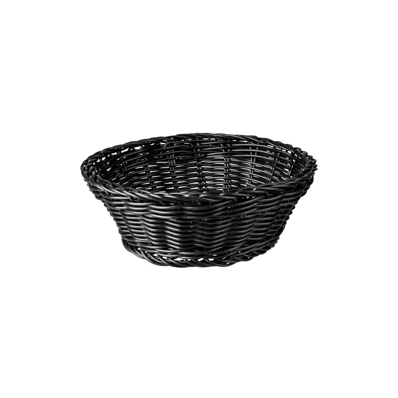 Round Bread Basket - 205x70mm, Black: Pack of 6