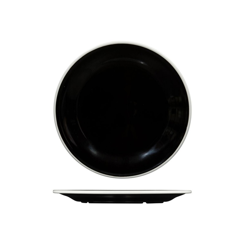 Round Plate, 270mm, Melamine - Black & White: Pack of 12