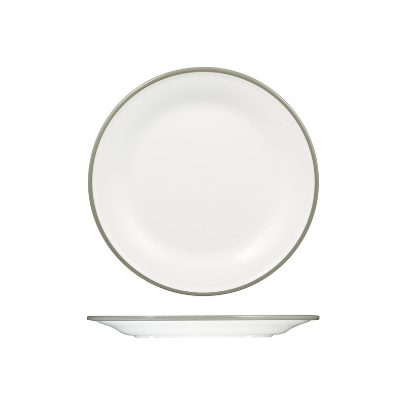 Round Plate, 270mm, Melamine - White & Grey: Pack of 12