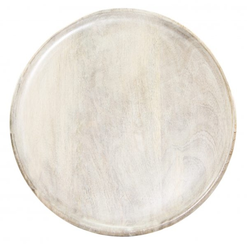Round Serving Board - 300x15mm, Mangowood, Whitewash: Pack of 1