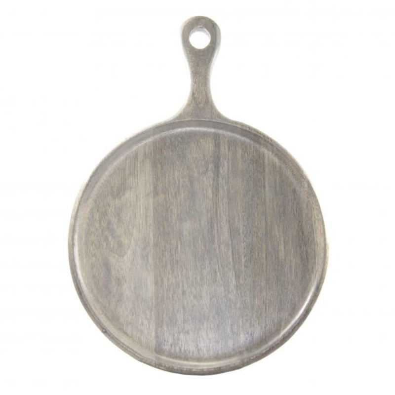 Round Serving Board With Handle - 300x400x15mm, Mangowood, Grey