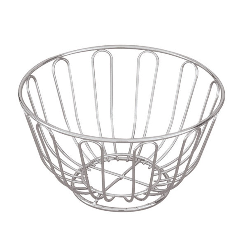 Bread Basket - Chrome, Round, 200 x 115mm: Pack of 1