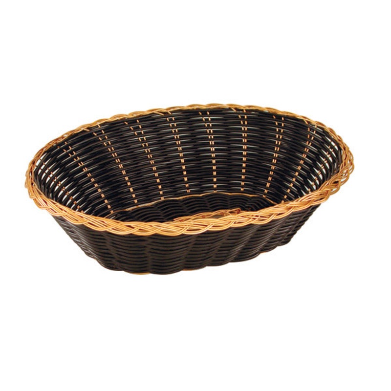 Breadbasket - Polypropylene, Oval, Black & Gold, 250 x 160 x 55mm