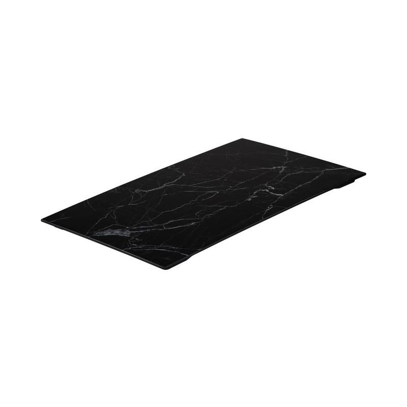 Flat Rectangular Platter, 530 x 325mm, Melamine - Black Marble: Pack of 3
