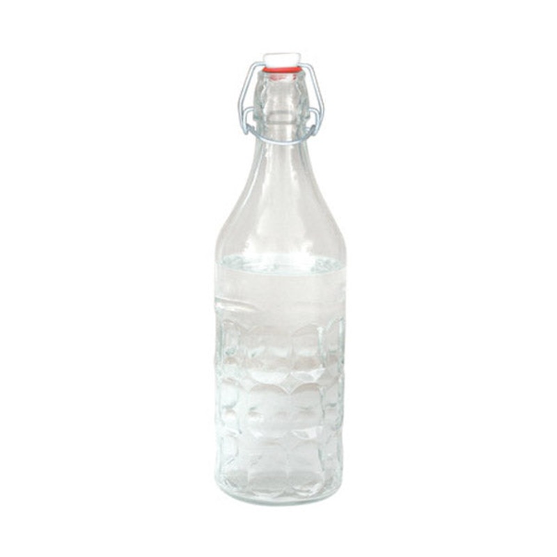 Glass Bottle - Clear, Panelled, 1.0Lt: Pack of 12