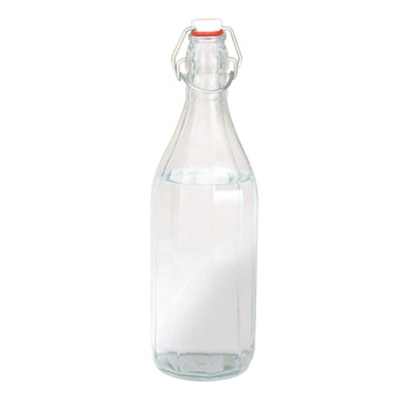 Glass Bottle - Clear, Panelled, Round, 1.0Lt: Pack of 12