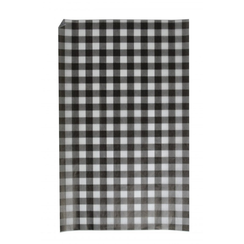 Greaseproof Paper Gingham - Black, 190 x 310mm, 200 Sheets